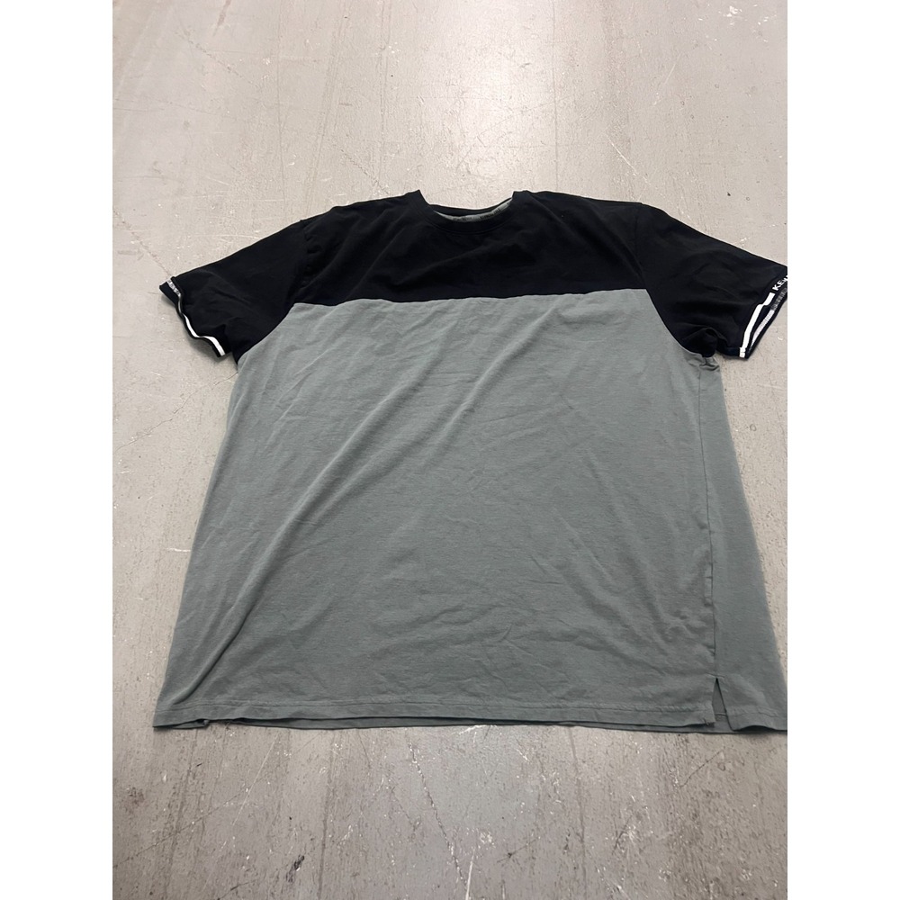 Kenneth Cole‎ T-Shirt Mens 3X Black Gray Logo Side Slit Short Sleeve Streetwear